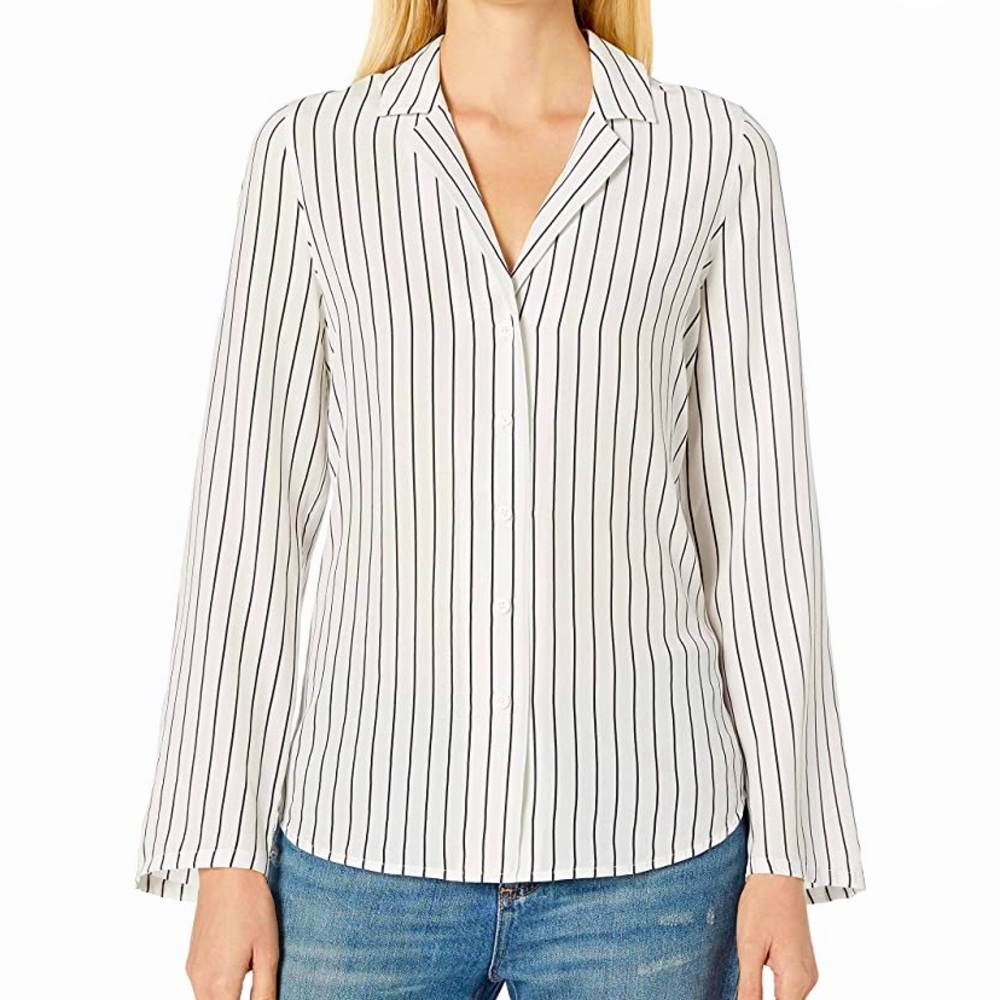 Stripe Silk true white, true black shirt